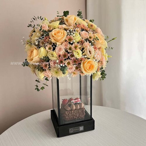 باکس گل و کیک شیشه ای کد 263
