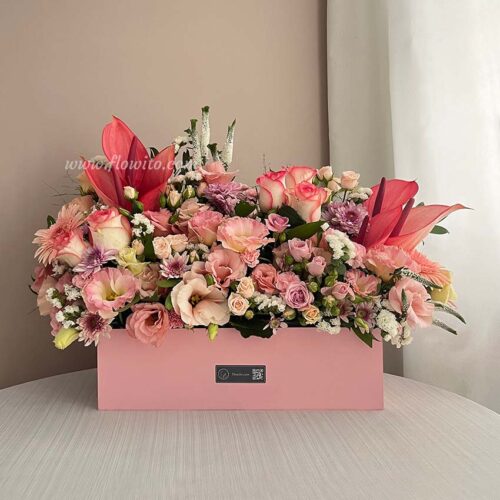 باکس گل چوبی صورتی کد 268