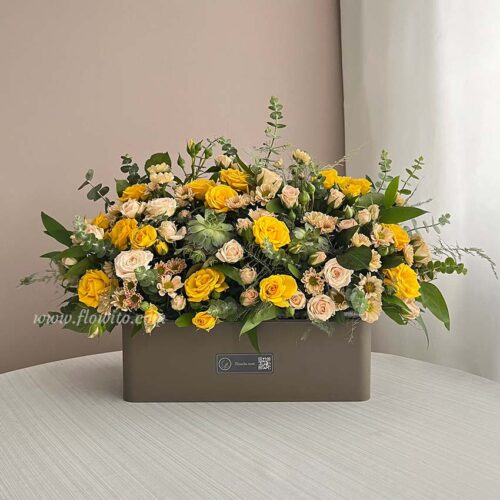 باکس گل تم زرد و گلبهی کد 275