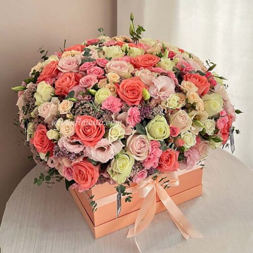 باکس گل طیف سفید و صورتی کد 408